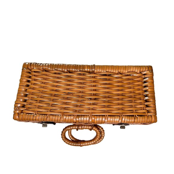 Vintage Plastic Wicker Box with Handles and Buckle Lock Closure 12x5 - Picture 5 of 7
